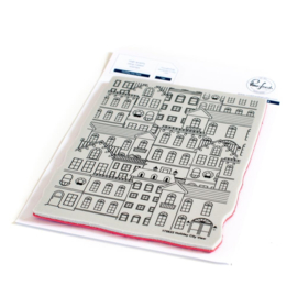Holiday City View Cling Rubber Background Stamp A2