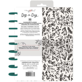 Day-To-Day Undated Dashboard Planner 7.5"X9.5" Black & White Floral