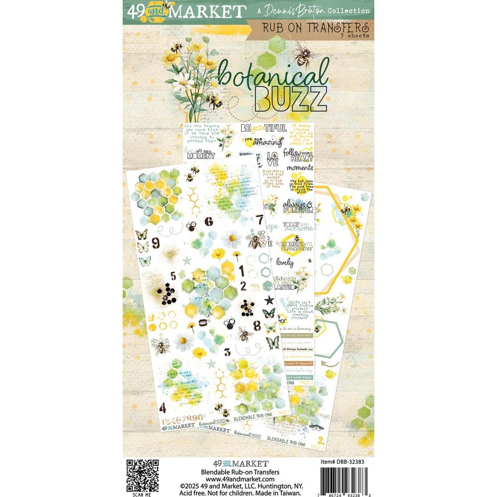 Botanical Buzz Rub-On Transfer Set 6"X12"