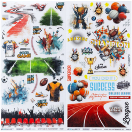 Level Up; Sports Rub-On Transfer Set 6"X12"