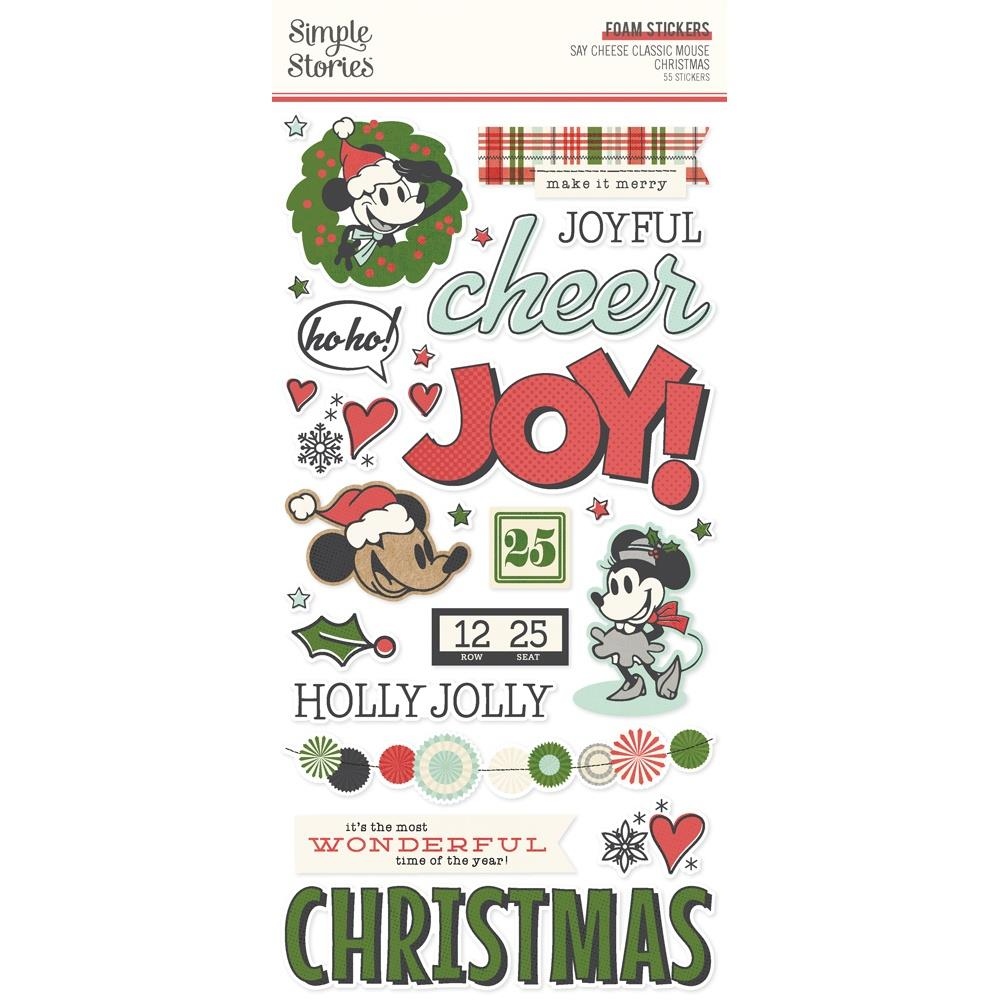 Say Cheese Classic Mouse Christmas Foam Stickers