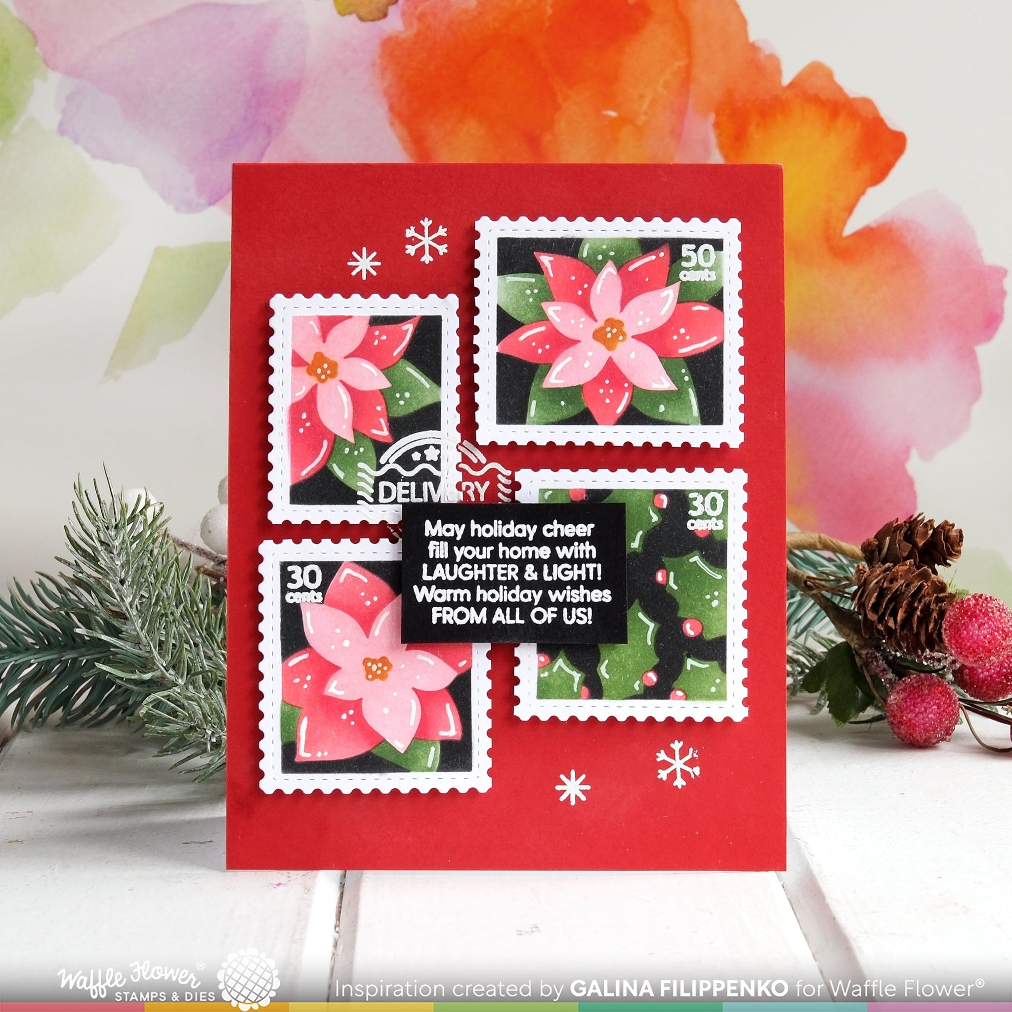 Postage Collage Poinsettia Stencil
