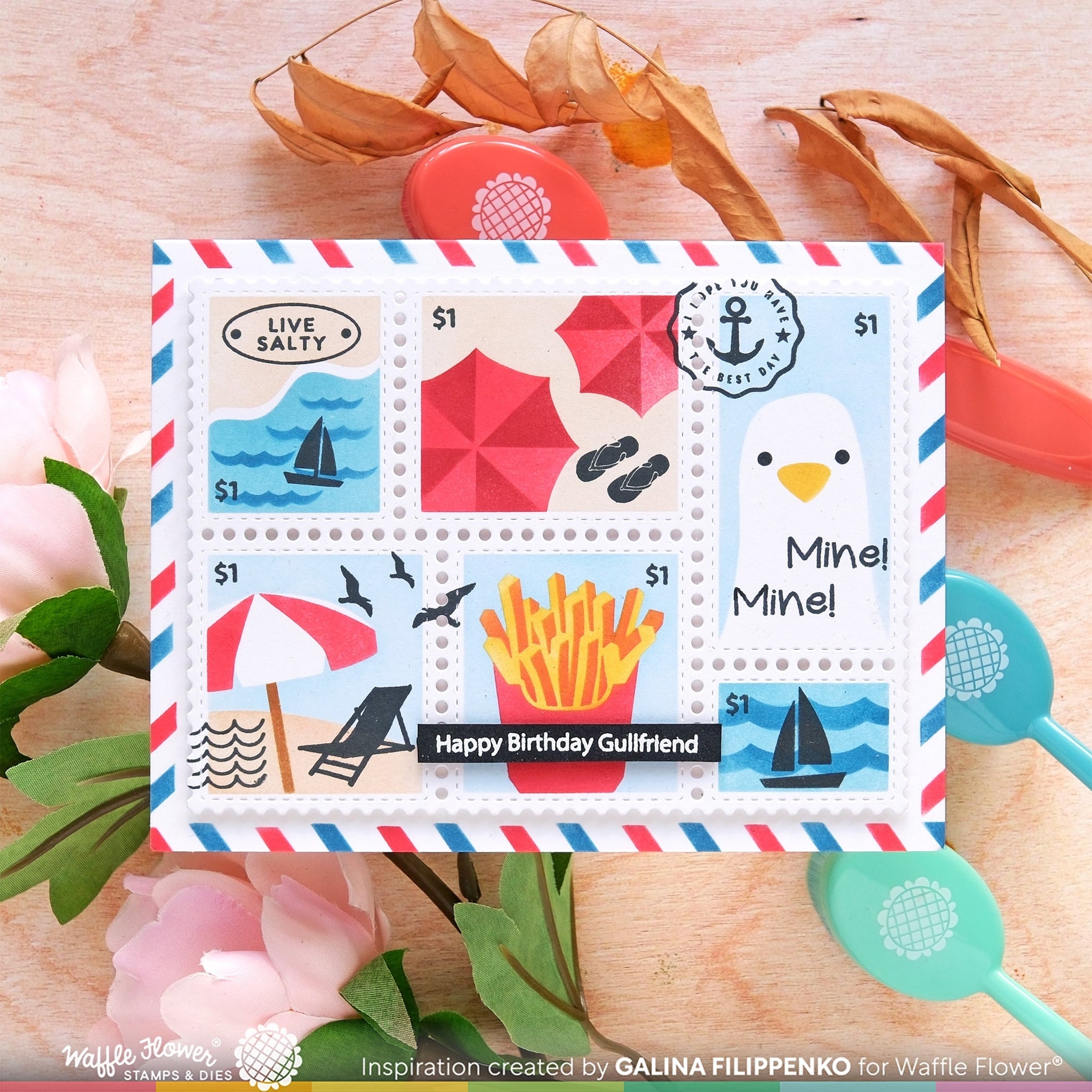 Postage Collage Beach Days Stencil