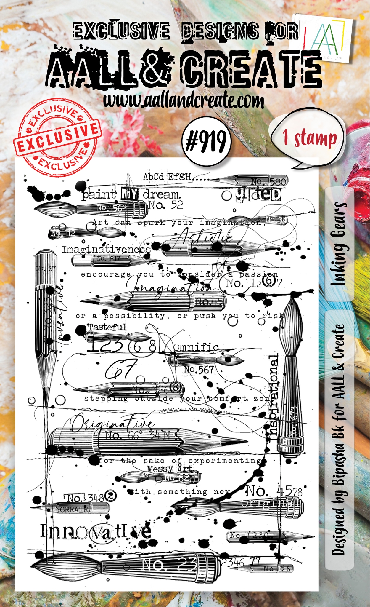 #0919 Inking Gears A6 Clear Stamp Set