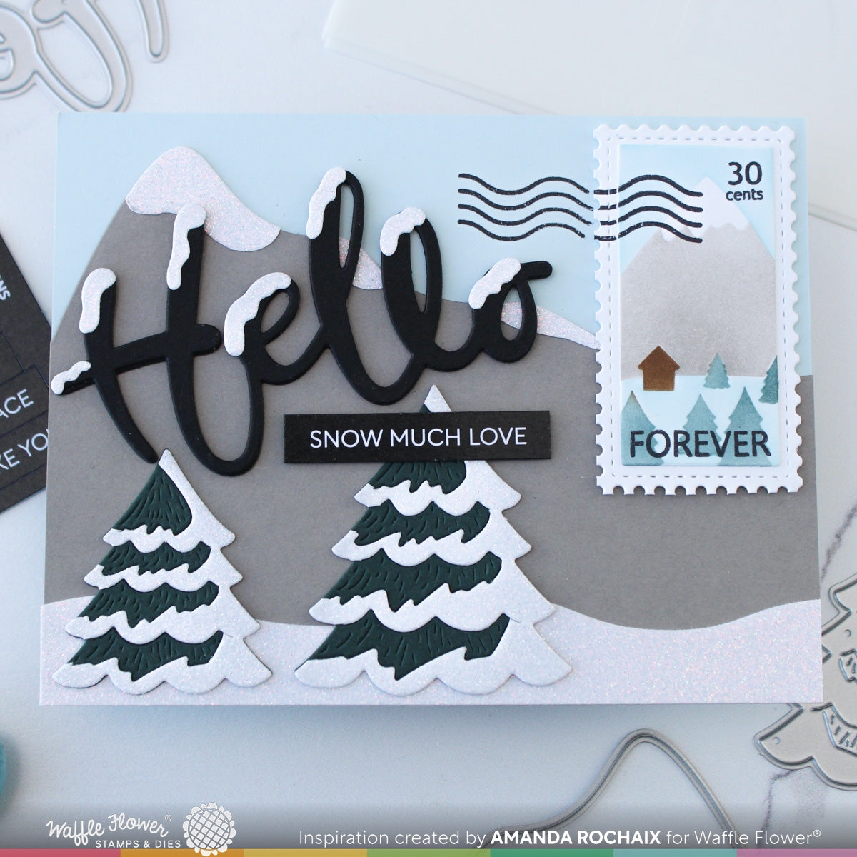 Postage Collage Snowy Stencil