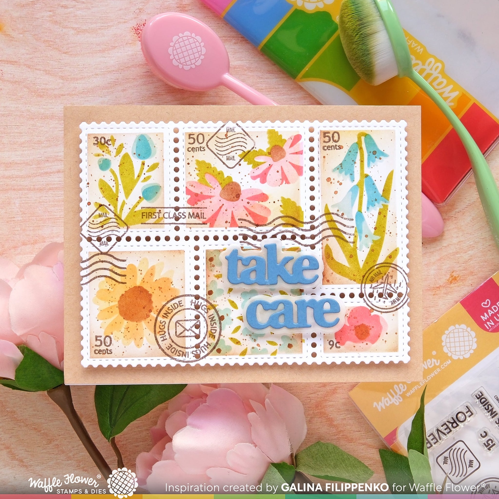 Postage Collage Wild Flower Stencil