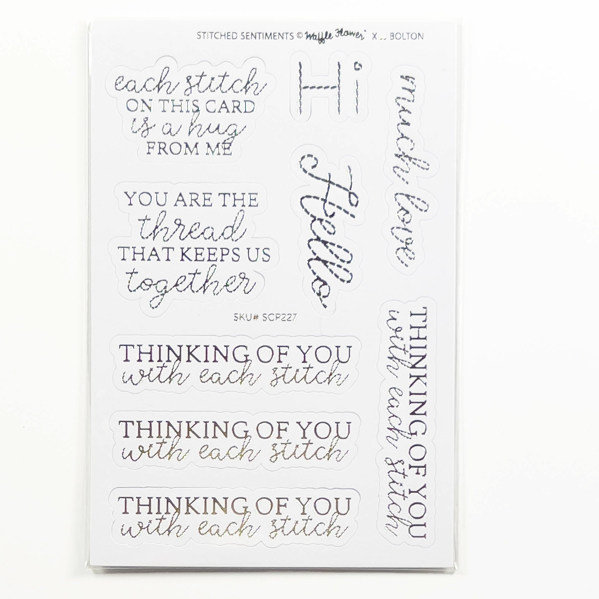 Stitched Sentiments Diecut Sheet - Silver Foiled