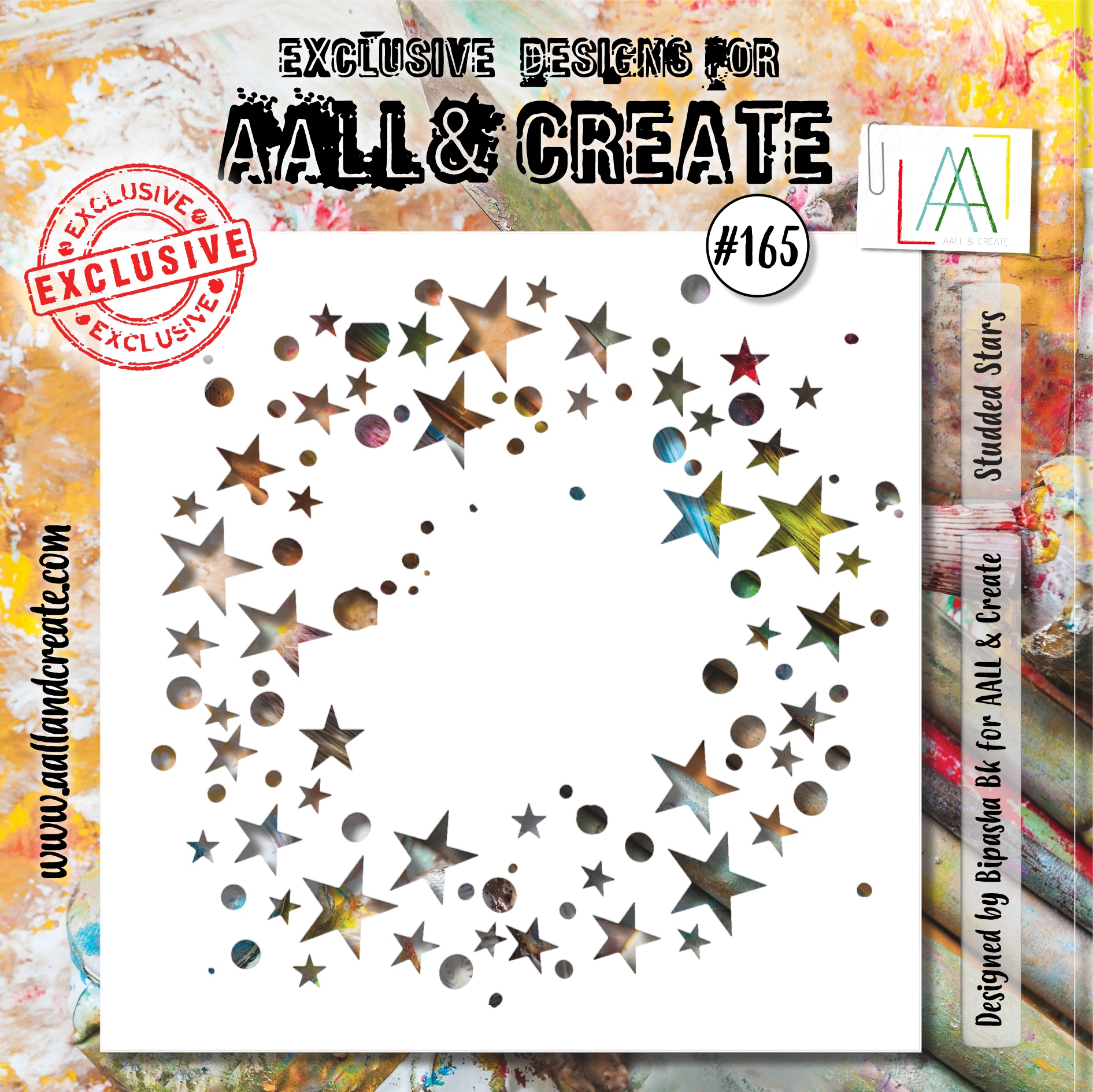 #165 Studded Stars 6"x6" Stencil