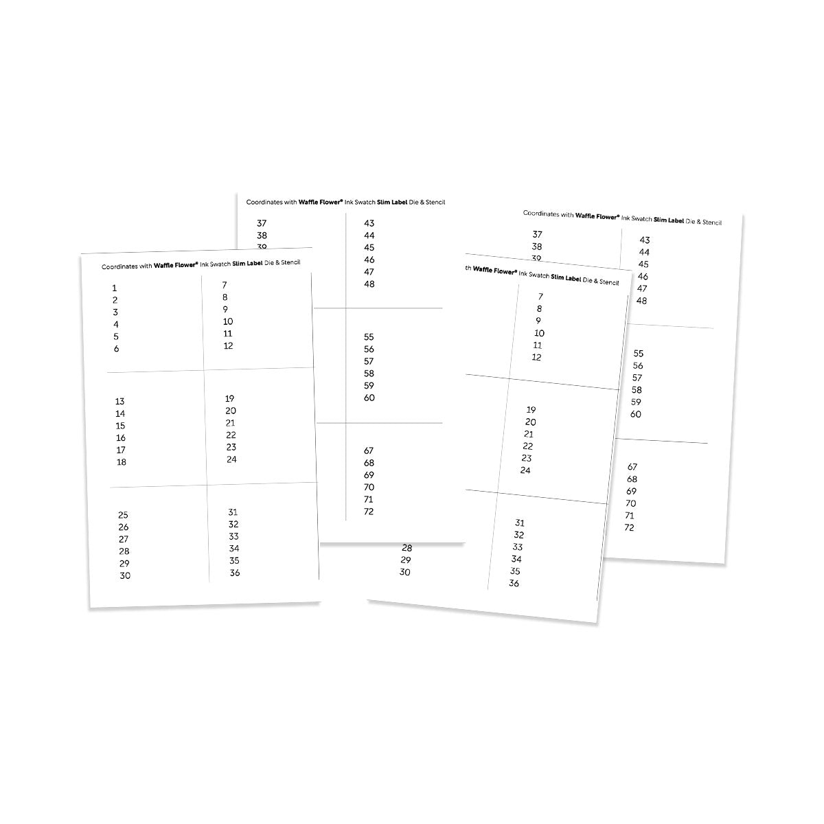 Printed Numbers for Ink Swatch Slim Label Die (2 sets of 1-72)