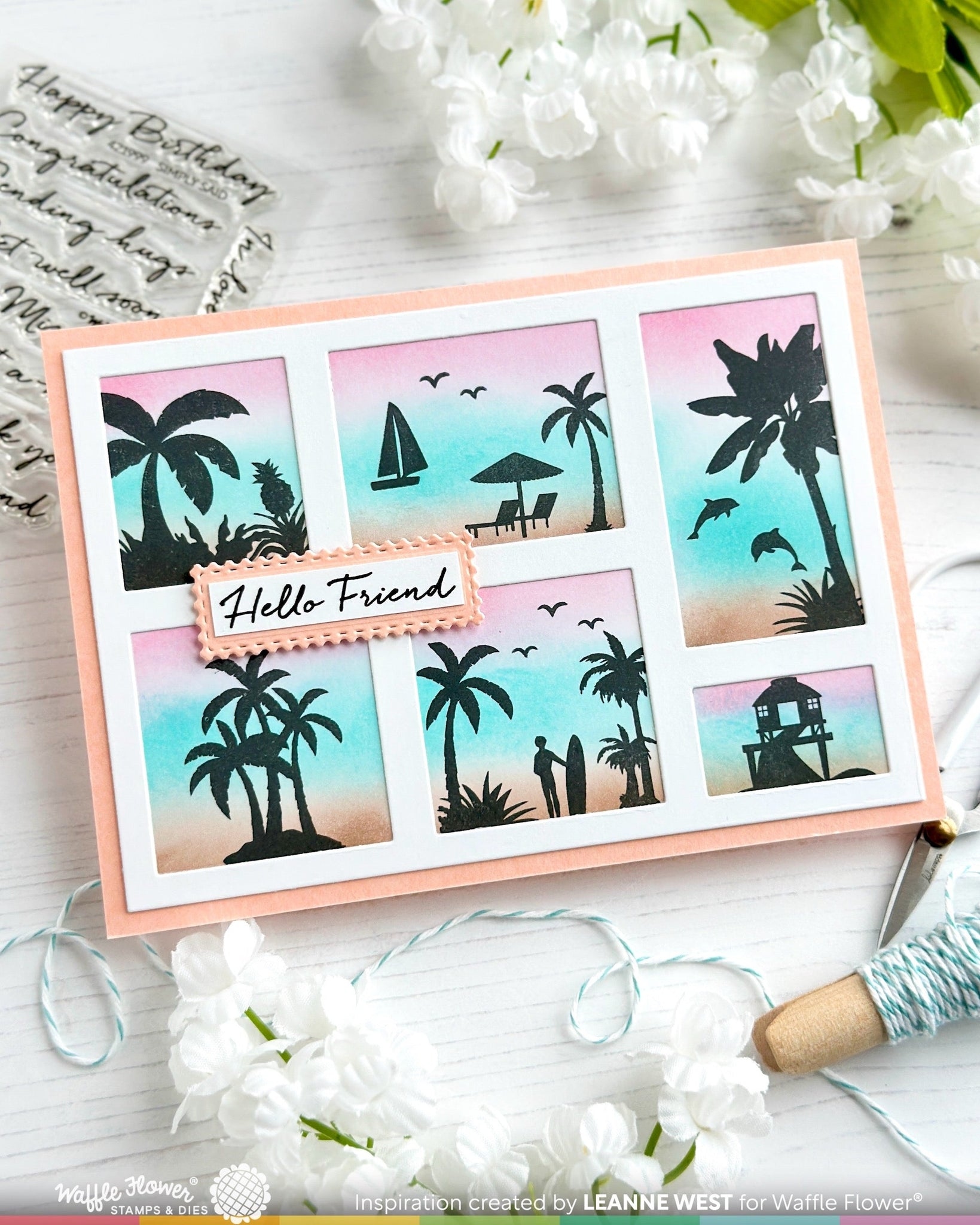 Postage Collage Tropical Sunset Stamp Set