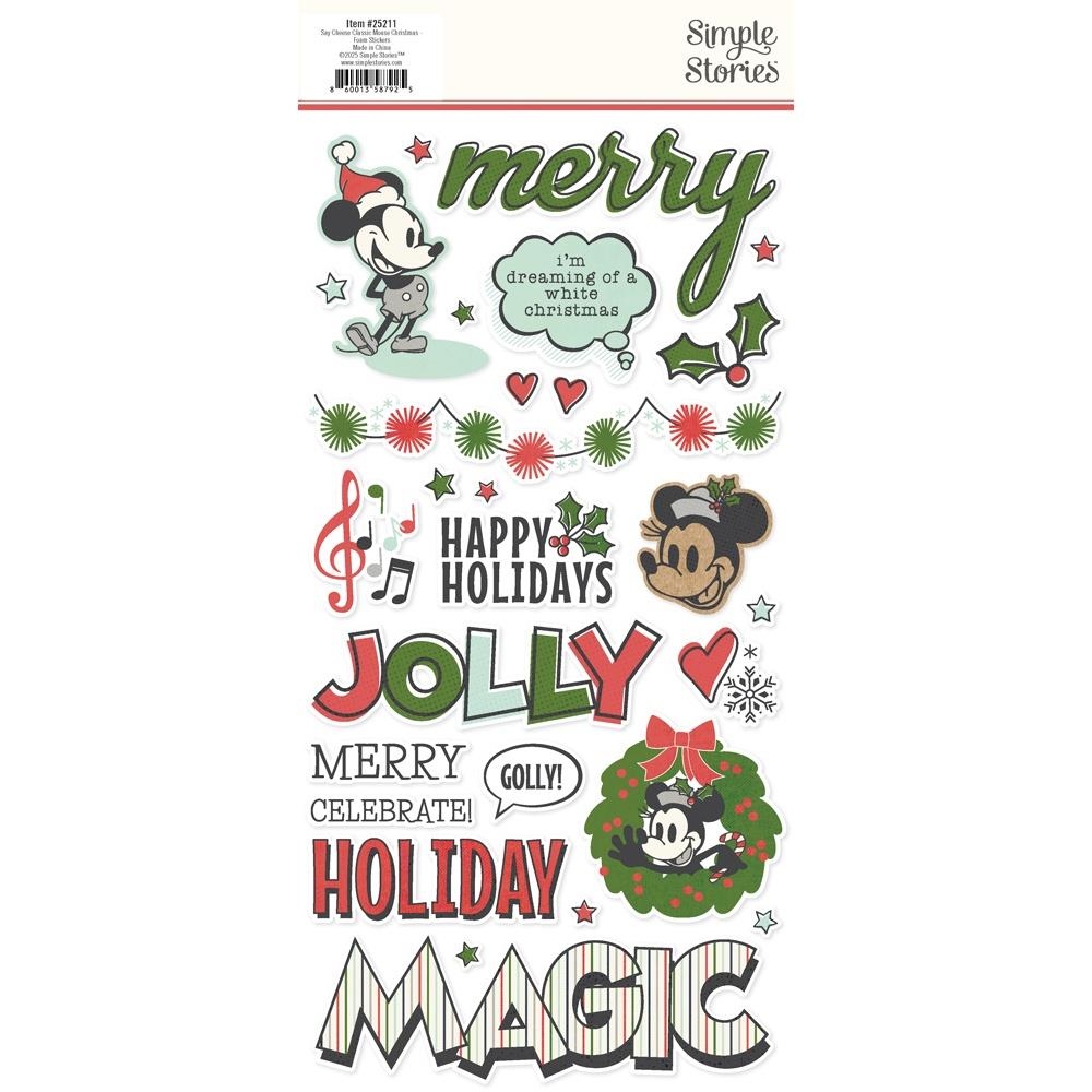 Say Cheese Classic Mouse Christmas Foam Stickers