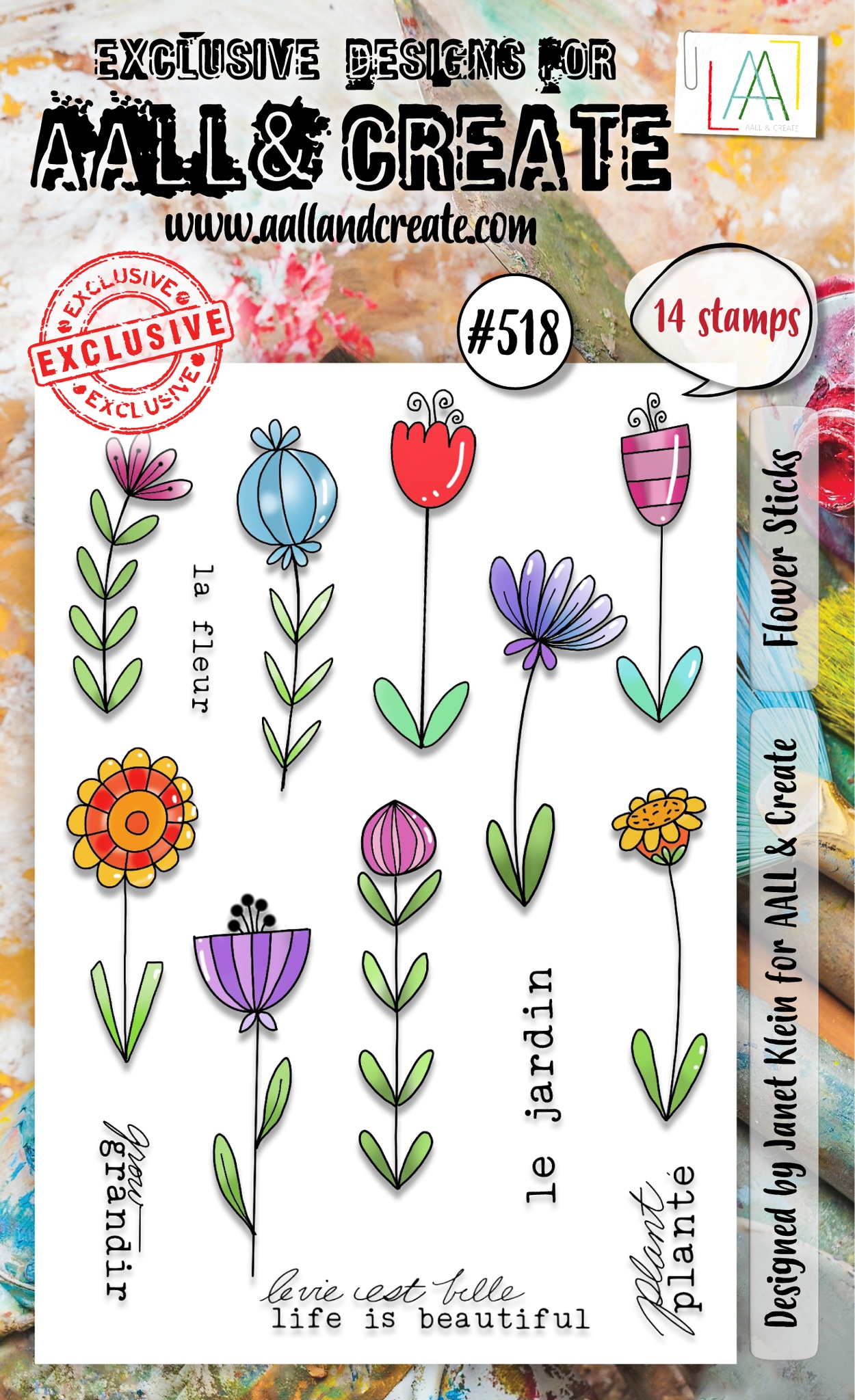 #0518 Flower Sticks A6 Clear Stamp Set