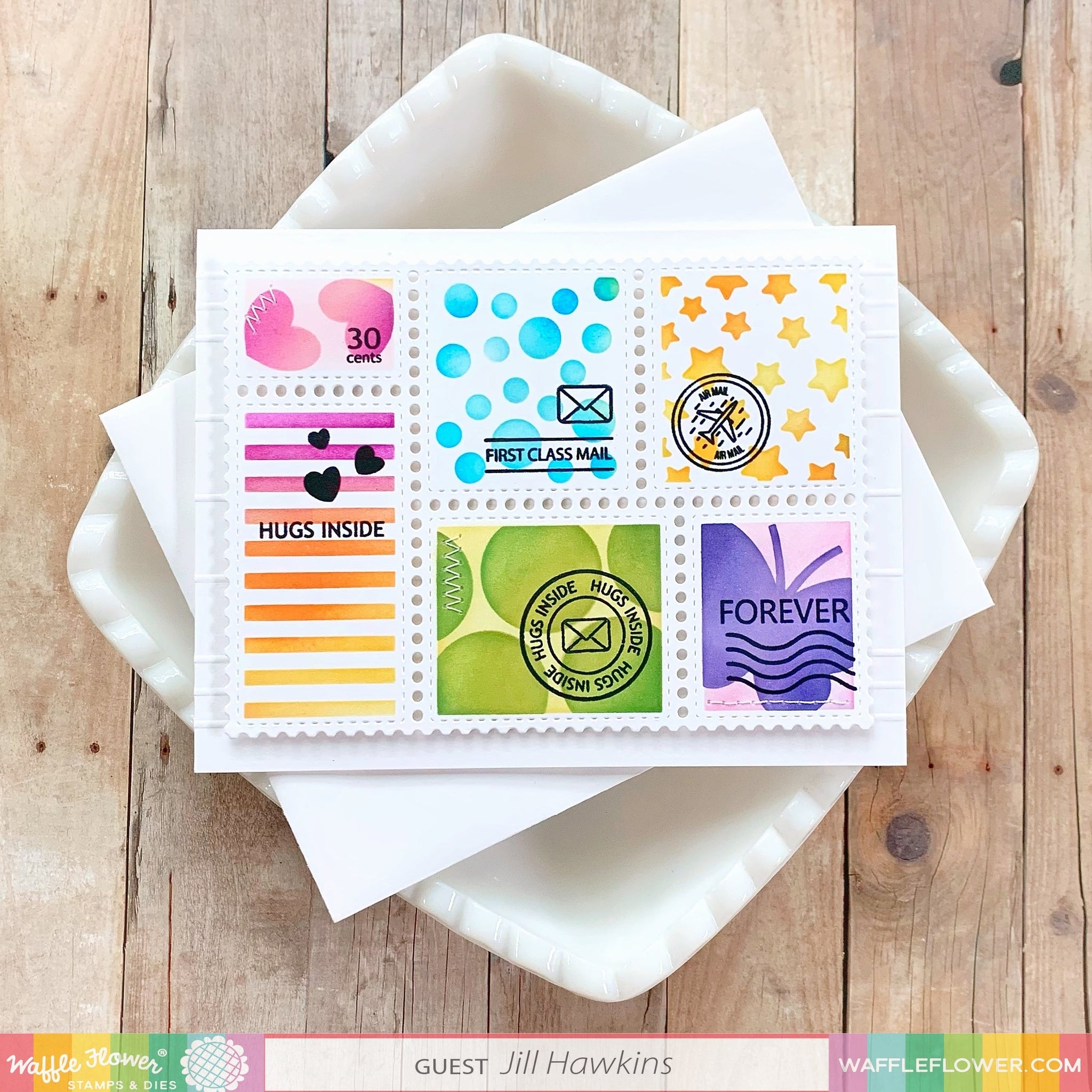 Postage Collage Coloring Stencil