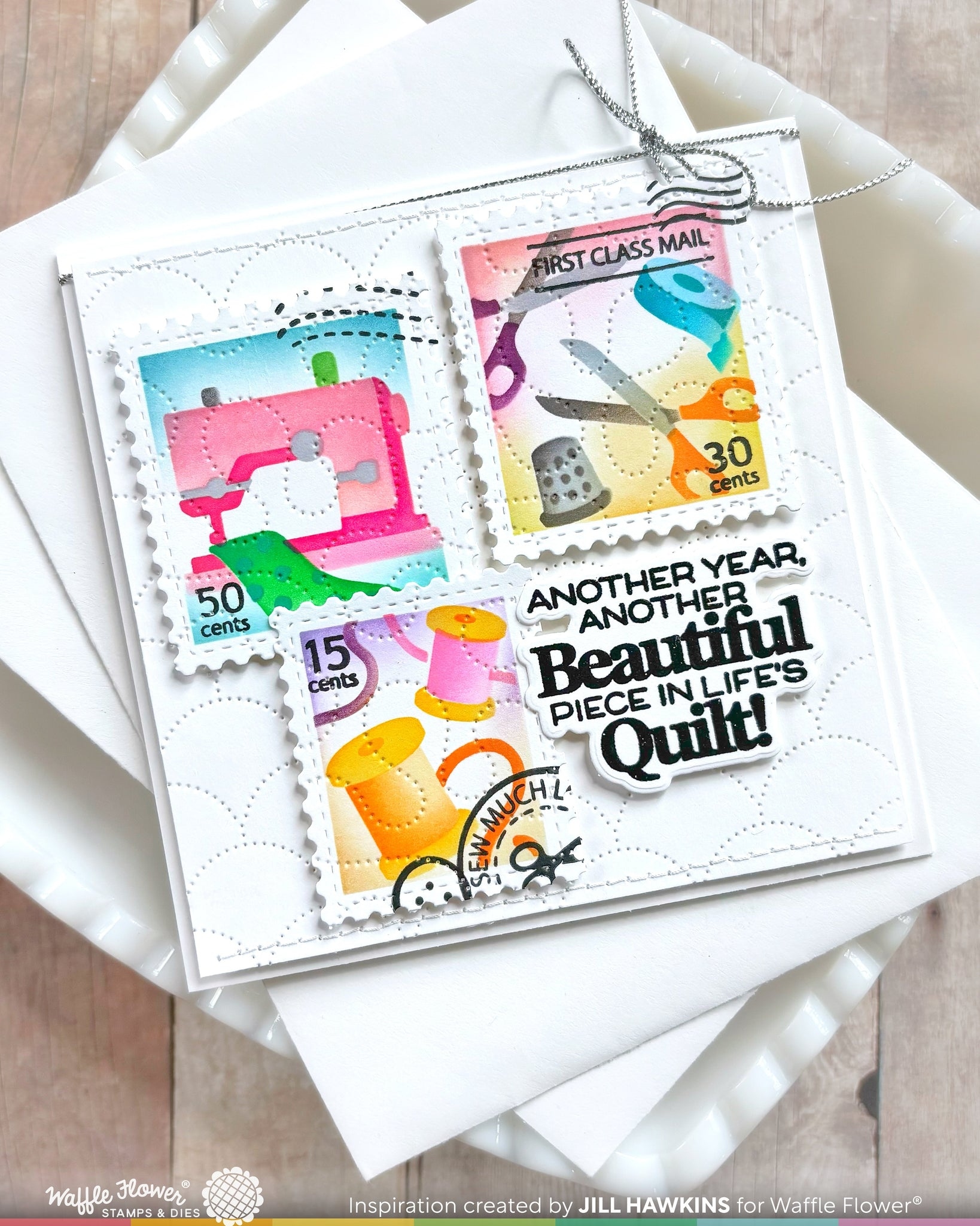 Postage Collage Sew Fun Stencil