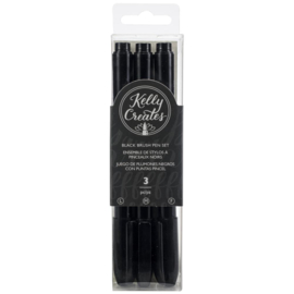 Black Brush Pen Set Fine, Medium & Bold