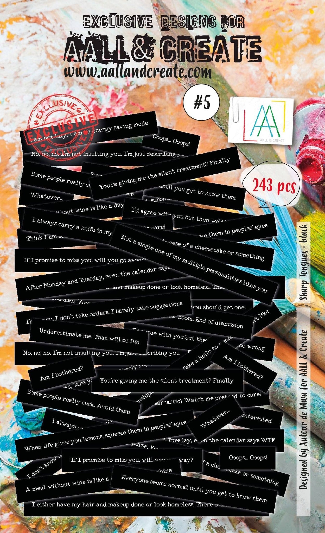 #005 Sharp Tongues Black Ephemera Die Cuts