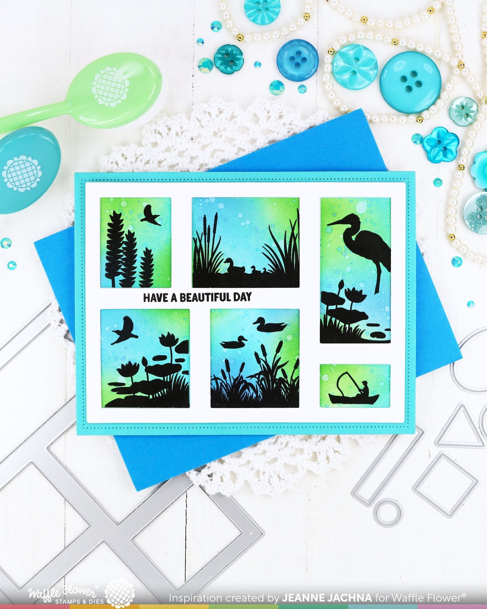 Postage Collage Lake Sunset Stamp Set