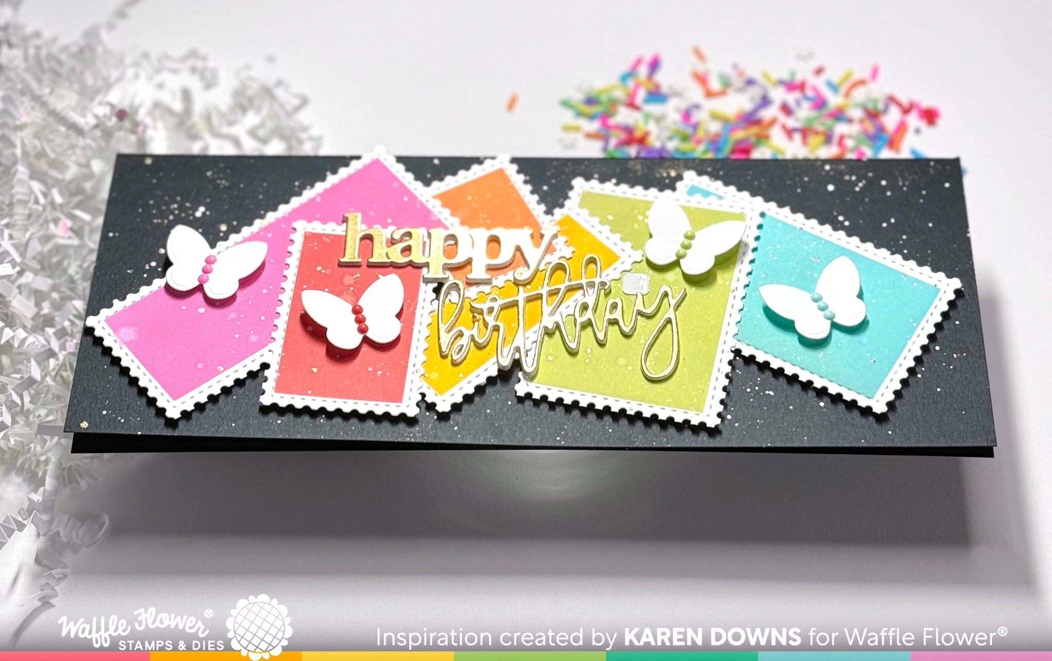 Postage Collage Slimline Blocks Stencil