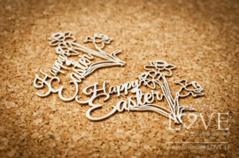 Easter Bunny Inscription Happy Easter , daffodils