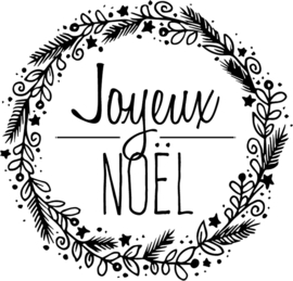 Wooden Stamp Joyeux Noël Wreath