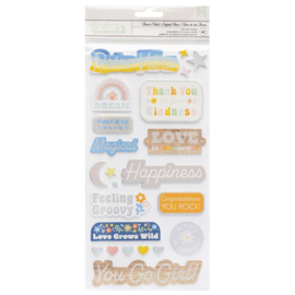 Flower Child Silver Holographic Foil Phrase Thickers Stickers