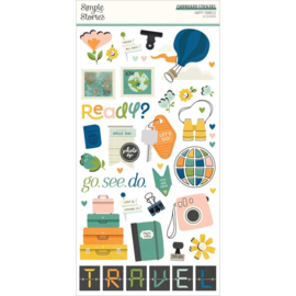 Happy Travels Chipboard Stickers
