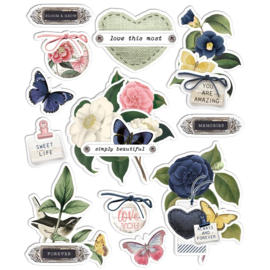 Simple Vintage Indigo Garden Layered Stickers