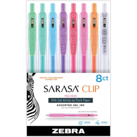 Sarasa Clip 0.5mm Fine Point Gel Ink Pens Milky -Assorted Colors