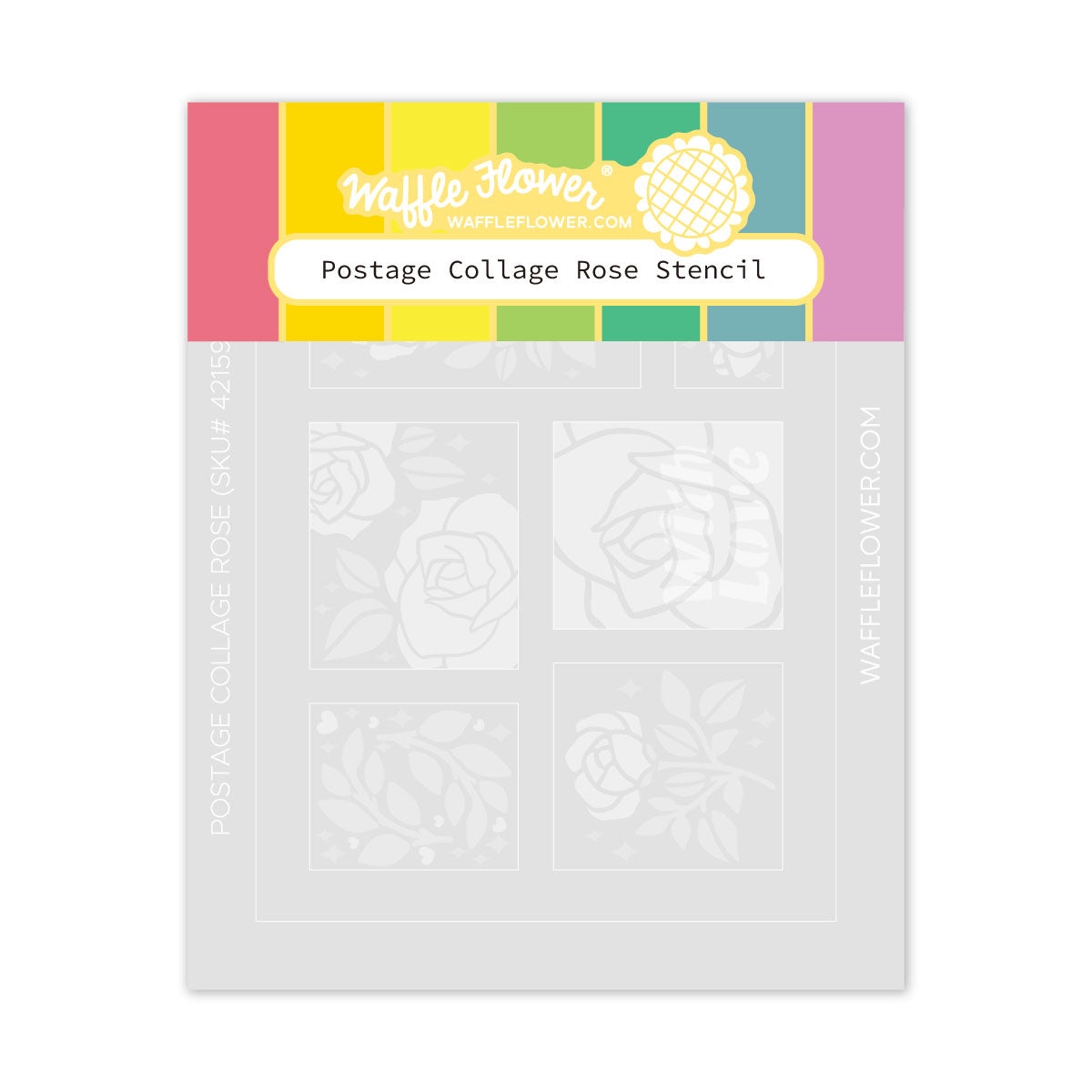 Postage Collage Rose Stencil
