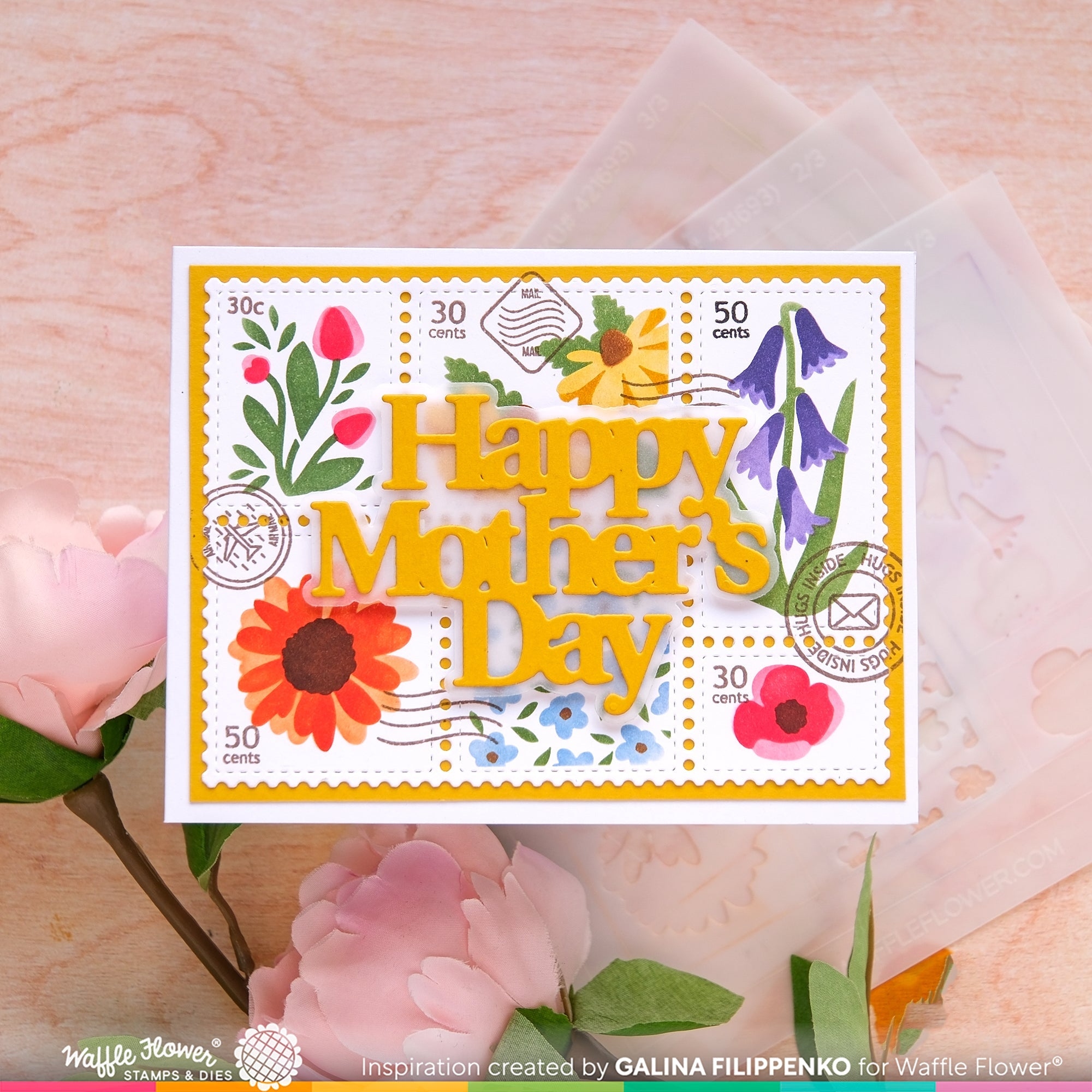 Postage Collage Wild Flower Stencil