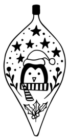 Wooden Stamp Christmas Bauble Pinguin