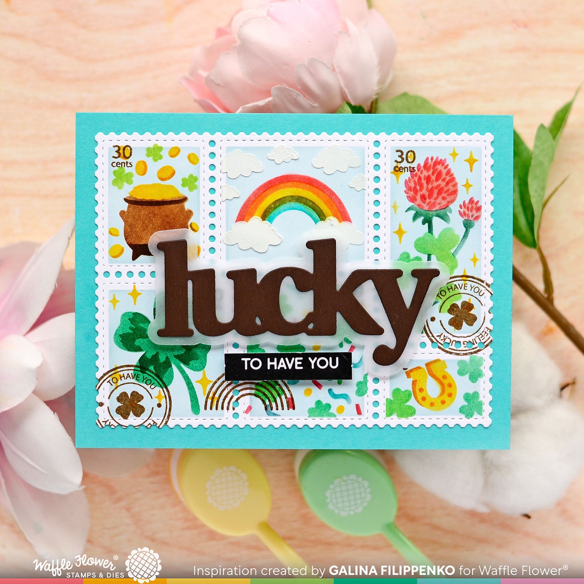 Postage Collage Lucky Stencil Trio