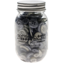 Button Mason Jars Smokey Greys