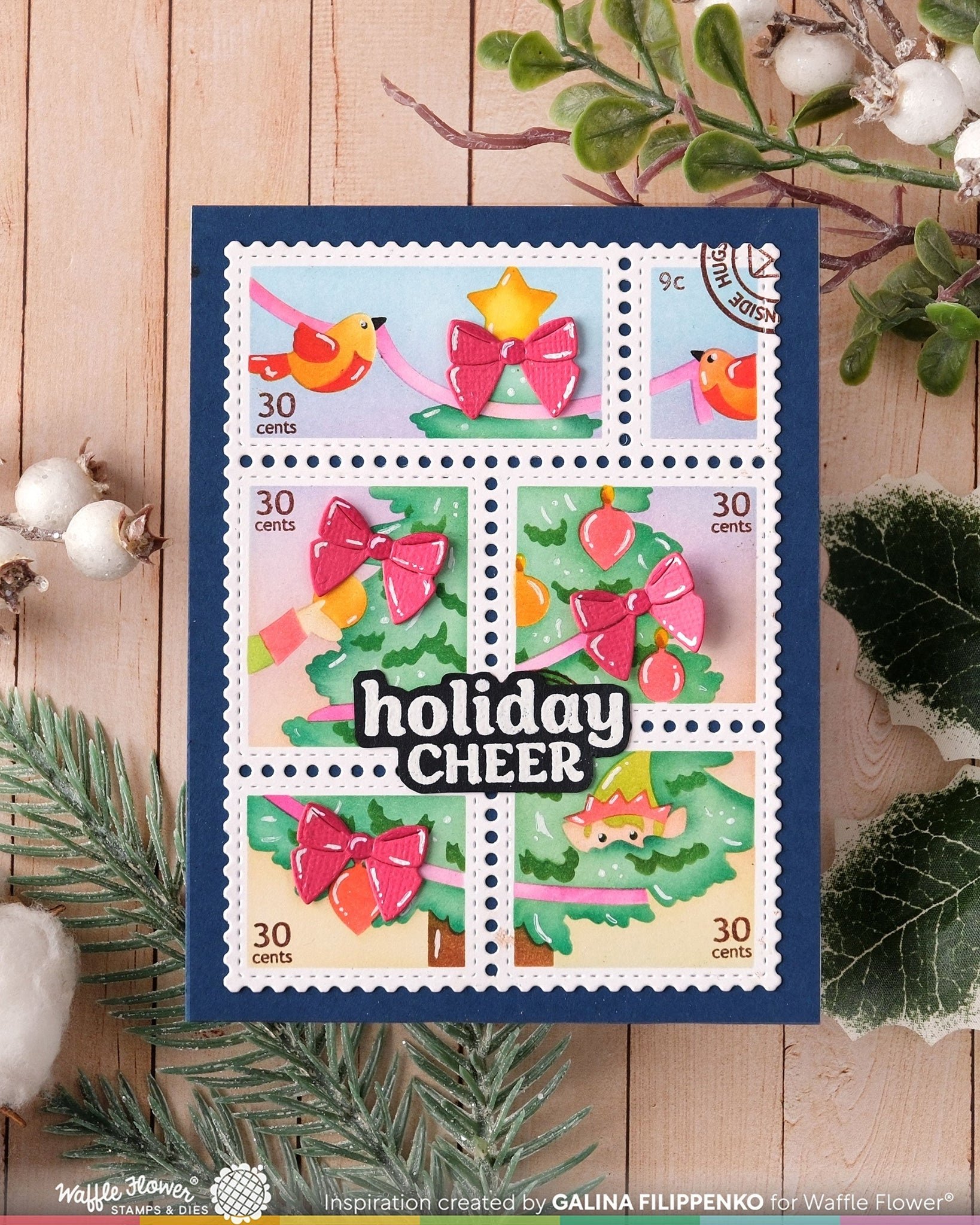Postage Collage Vertical Tree Stencil