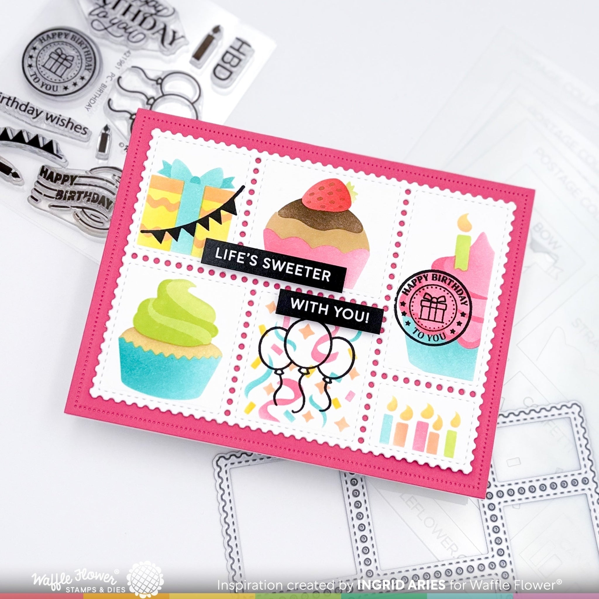 Postage Collage Cupcake Stencil
