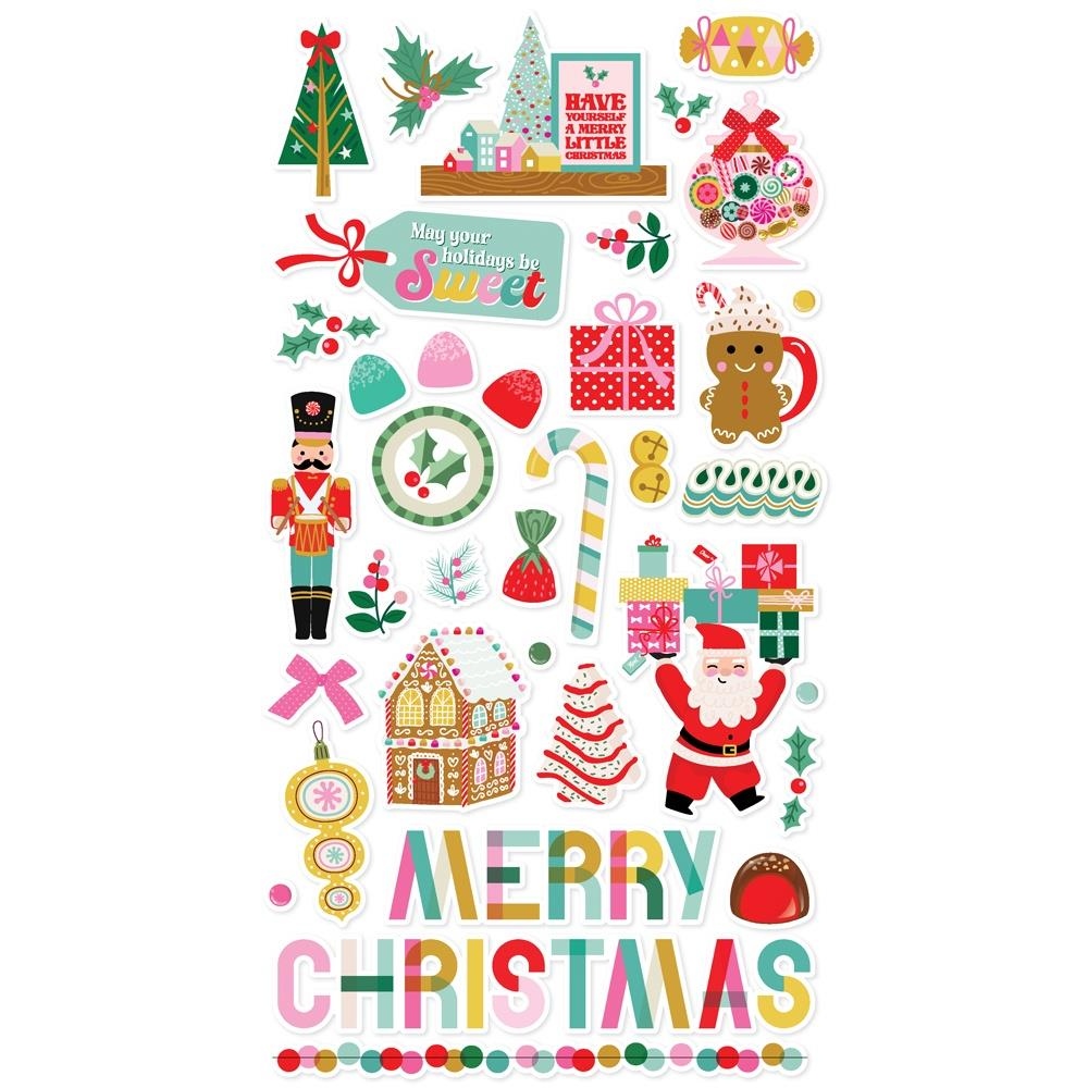 Hard Candy Christmas Chipboard Stickers 6"X12"