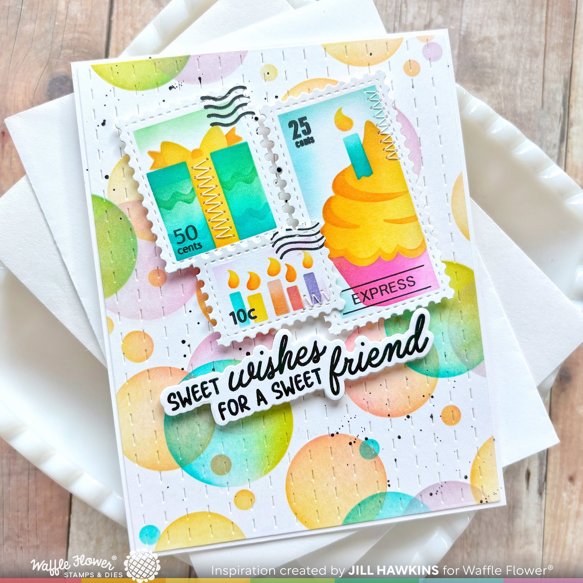 Postage Collage Cupcake Stencil