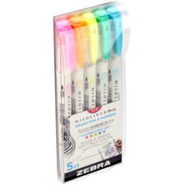 Mildliner Double Ended Brush Pen & Marker Fluorescent