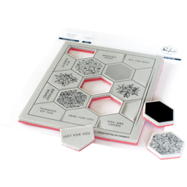 Hexagons Pop-Out Cling Rubber Background Stamp Set A2
