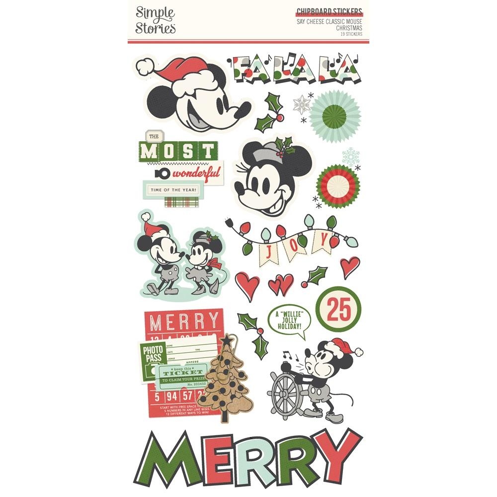 Say Cheese Classic Mouse Christmas Chipboard Stickers 6"X12"