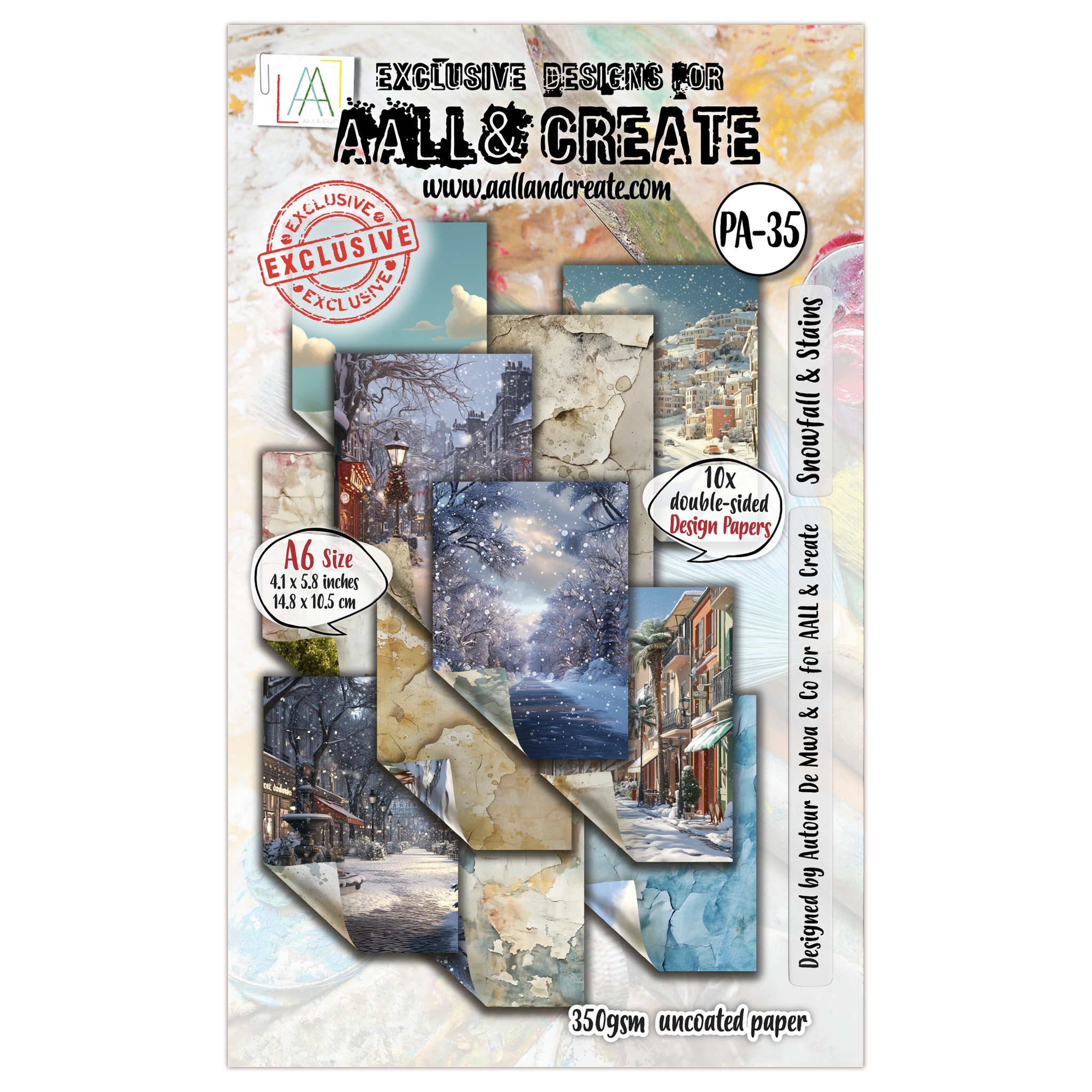 #35 Snowfall & Stains A6 Design Paper