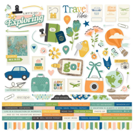 Happy Travels Cardstock Stickers 12"X12"