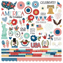 America The Beautiful Combo Cardstock Stickers 12"X12"
