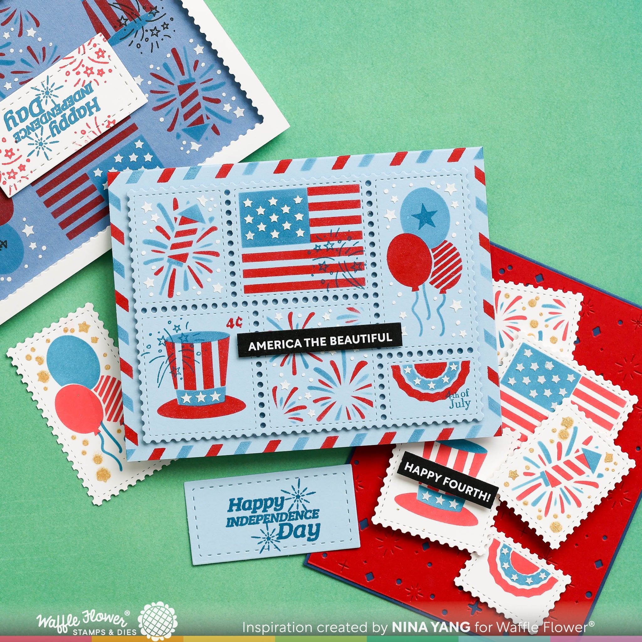 Postage Collage 4th Of July Stamp Set