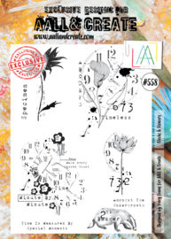 #0558 Clocks & Flowers A4 Clear Stamp Set