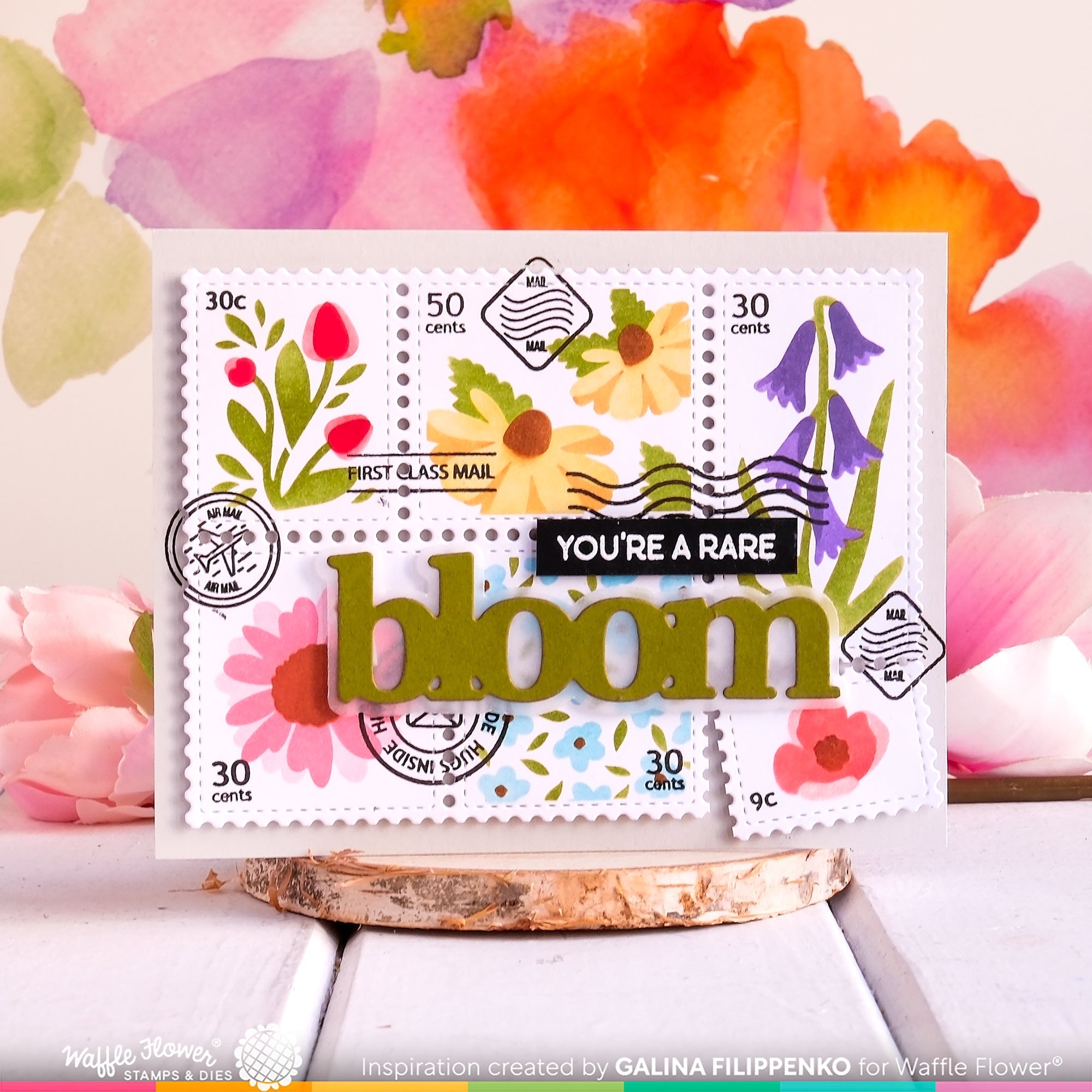 Postage Collage Wild Flower Stencil