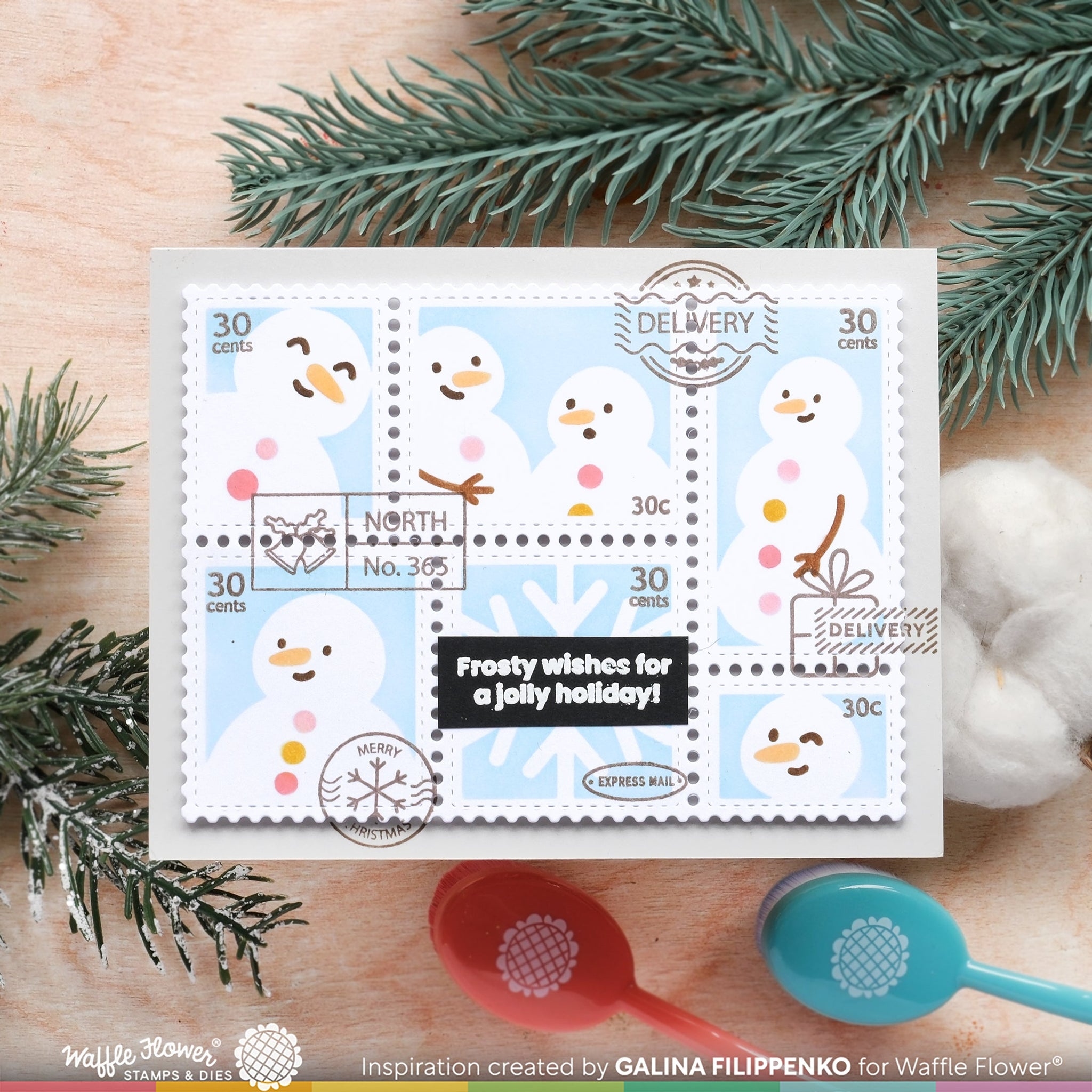 Postage Collage Snowman Stencil