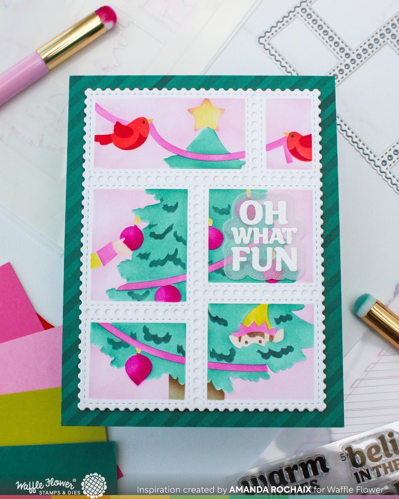 Postage Collage Vertical Tree Stencil