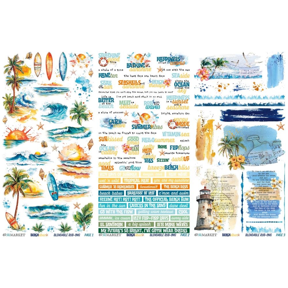 Beach Vibes Rub-On Transfer Set 6"X12"