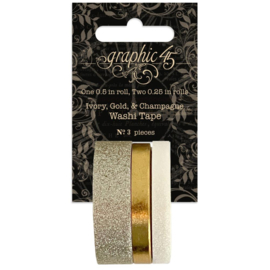 Ivory, Gold & Champagne Glitter & Gloss Washi Tape Set